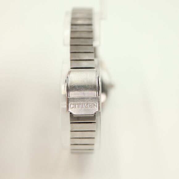 Vintage Citizen Quartz Watch Women Black Dial Day Date Silver Tone w New Battery